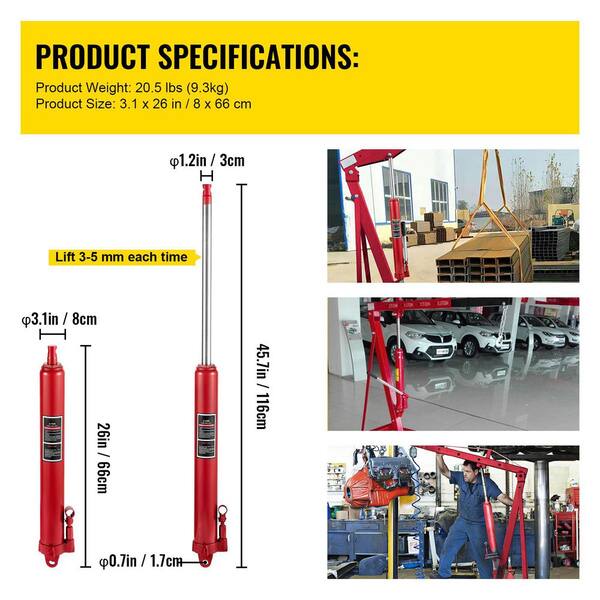 SKYSHALO Hydraulic Long Ram Jack 17363 lbs. Load Manual Engine