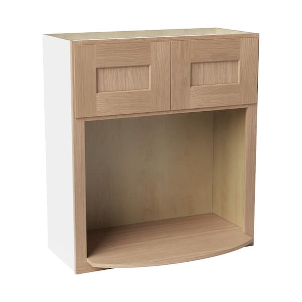 27 in. W x 17 in. D x 30 in. H Ready to Assemble Solid Wood Shaker Microwave Wall Kitchen Cabinet in Oak