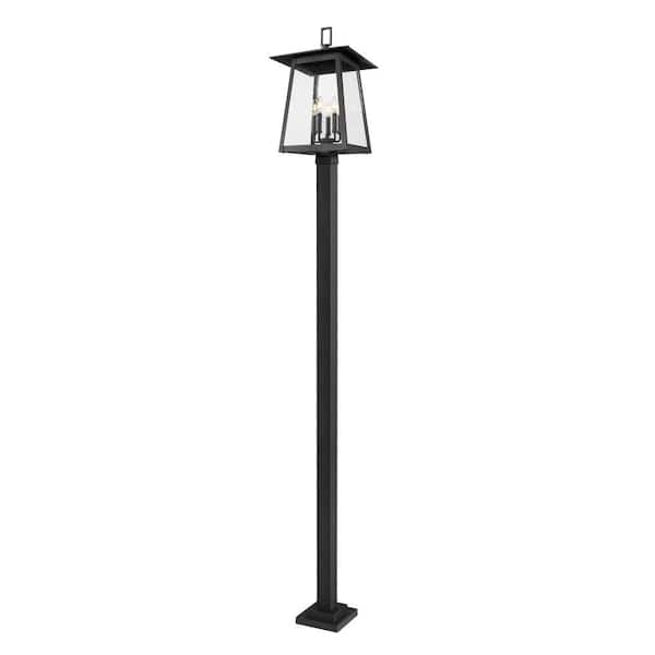 Filament Design Rainer 5-Light Black Aluminum Hardwired Outdoor Marine Grade Post Light Set with no bulbs included