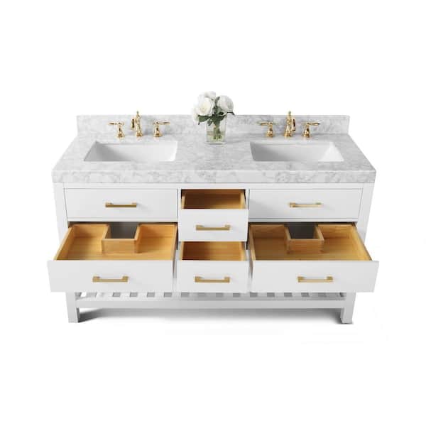 Ancerre Designs Elizabeth 60 in. W x 22 in. D Vanity in White with