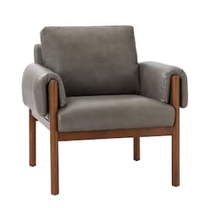 Adele Grey Armchair with Solid Wood Legs