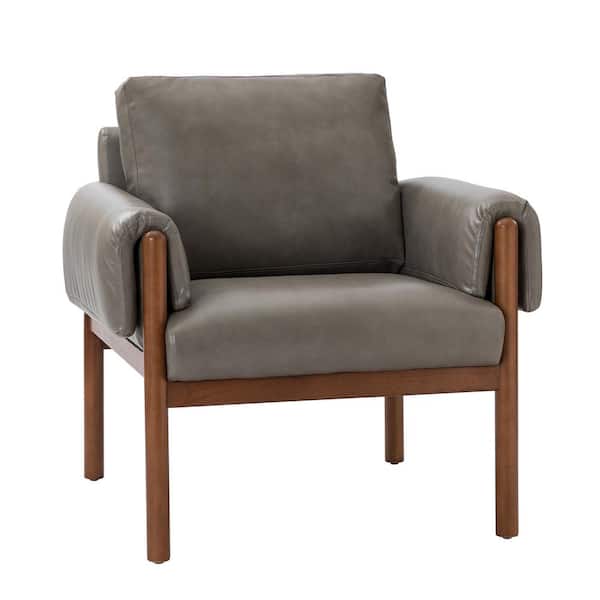 JAYDEN CREATION Adele Grey Armchair with Solid Wood Legs