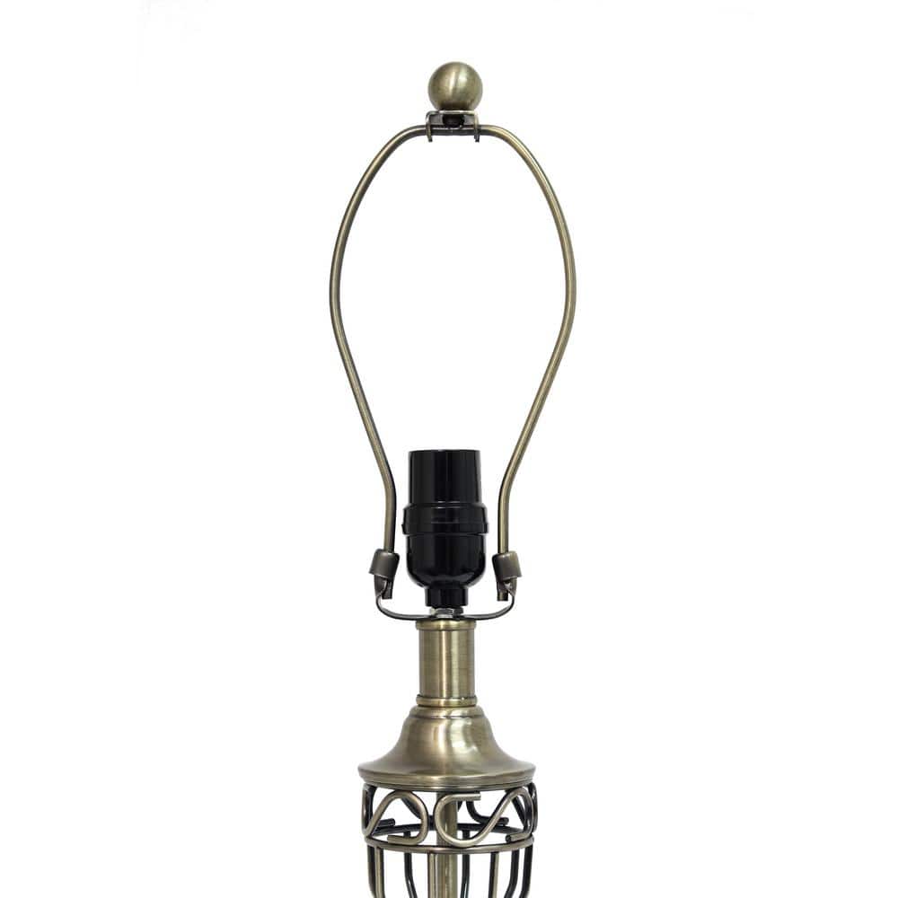 Antique Brass 3-Piece Lamp Set with White Bell Shades