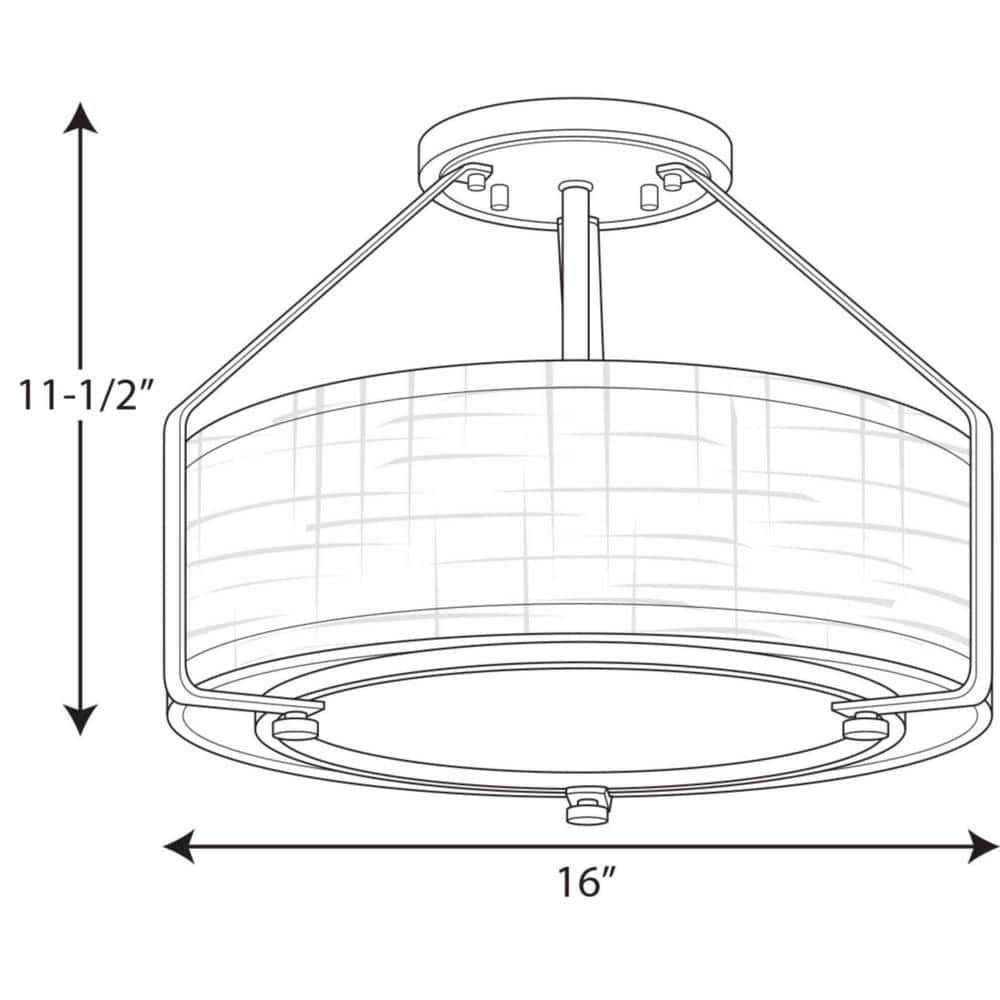 Brushed Nickel Drum Semi-Flush Mount Light with Glass Shade