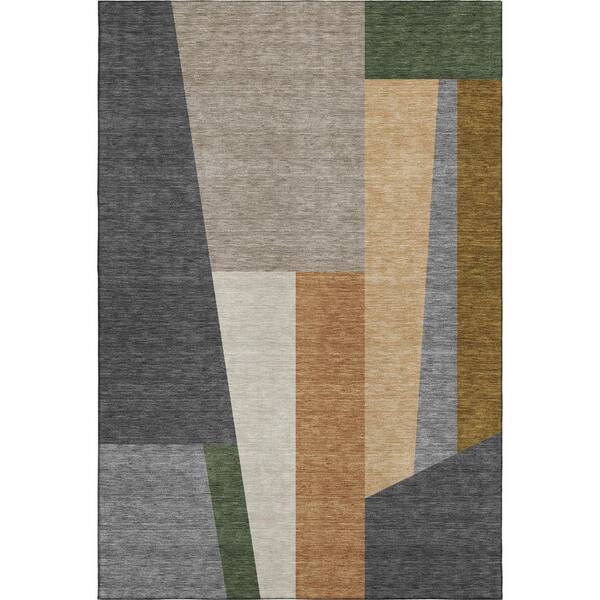 Mayfield Premium Machine Washable Abstract AMF2446 Gray 10 ft. x 14 ft. Area Rug
