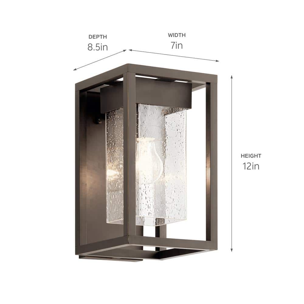 Olde Bronze Seeded Glass 12" Outdoor Wall Sconce