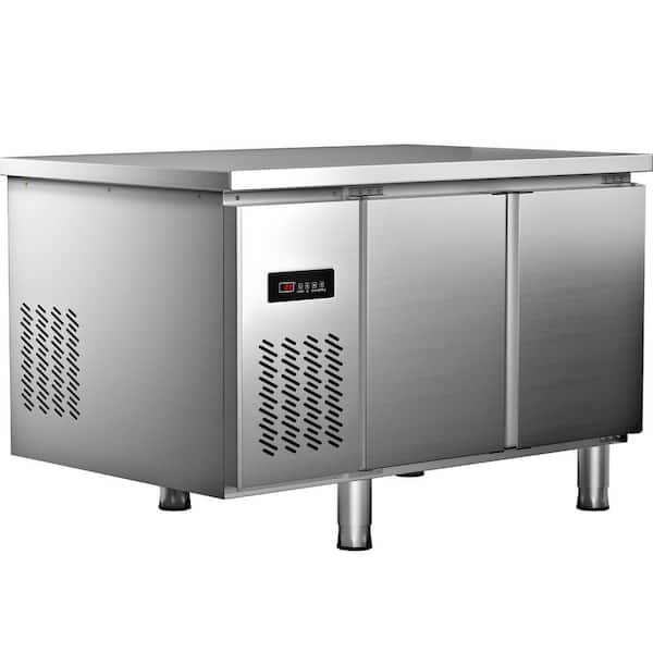 VEVOR 48 in. W 10 cu. ft. Commercial Refrigerator Undercounter Refrigerator Stainless Steel 2-Door Worktop Refrigerator,Silver