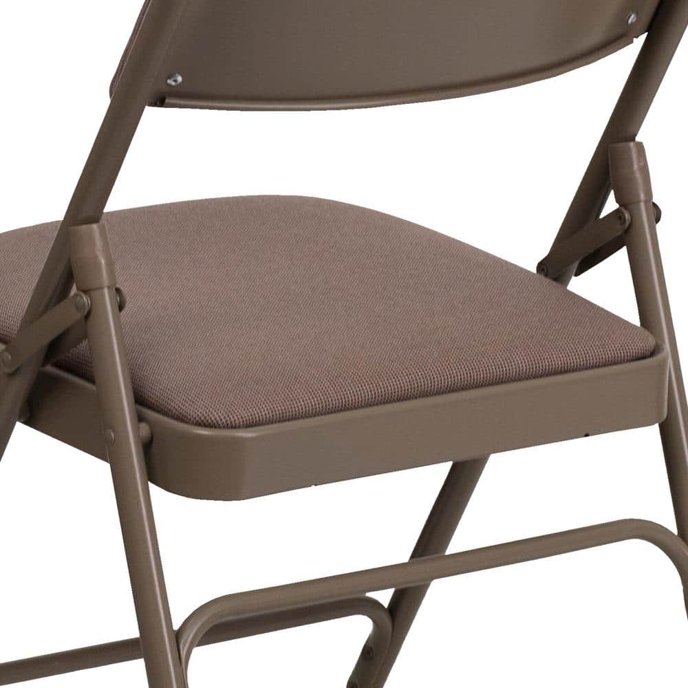 Hercules Curved Triple Braced Beige Fabric Folding Reception Chair