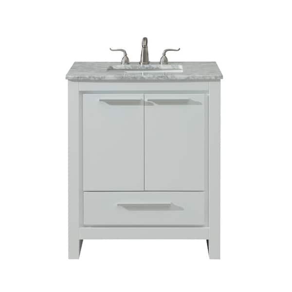 Unbranded 30 in. W x 21 in. D x 21 in. H Single Bathroom Vanity in White with White Marble Vanity Top and White Basin