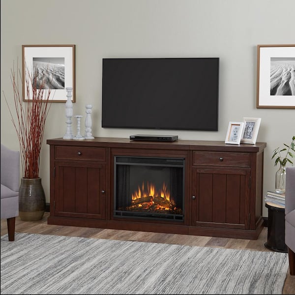 Real Flame Cassidy 69 in. Electric Fireplace TV Stand Entertainment Center in Chestnut Oak