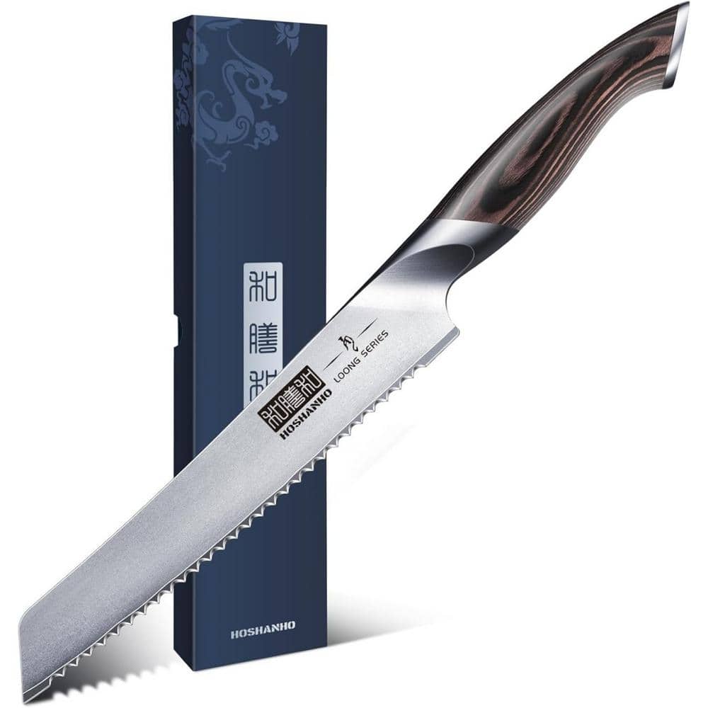 8 in. High-Carbon Steel Stainless Steel Full Tang Serrated Bread Knife with