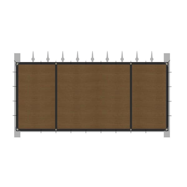 Unbranded Unifirm Edge Reinforced Grommets-Free Privacy Fence Screen 90% Blockage Gazebo Backyard Shade Cover 3 ft. x 16 ft. Brown