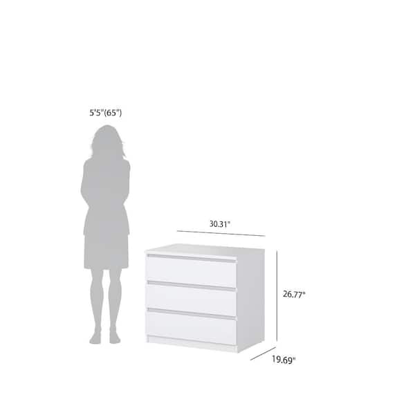 Tvilum Scottsdale White High Gloss 3 Drawer 30.31 in. Chest of