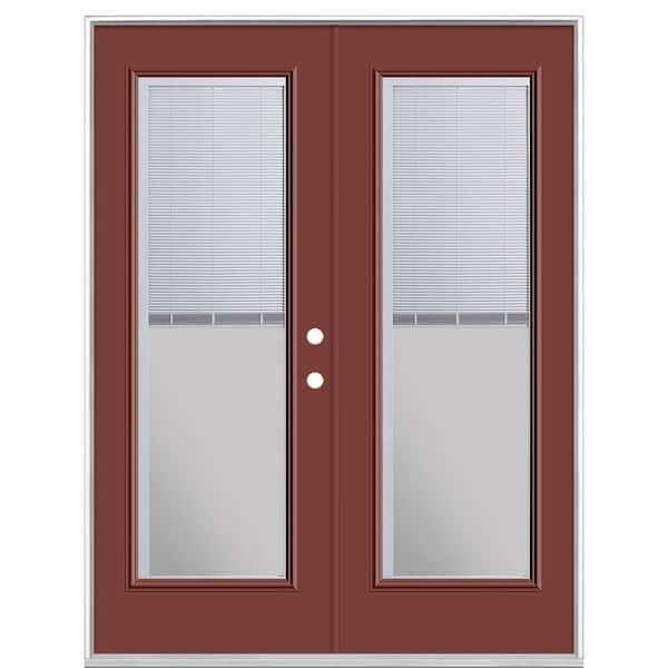 Masonite 60 in. x 80 in. Red Bluff Steel Prehung Left-Hand Inswing Mini Blind Patio Door without Brickmold