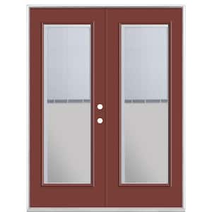 60 in. x 80 in. Red Bluff Steel Prehung Left-Hand Inswing Mini Blind Patio Door in Vinyl Frame without Brickmold