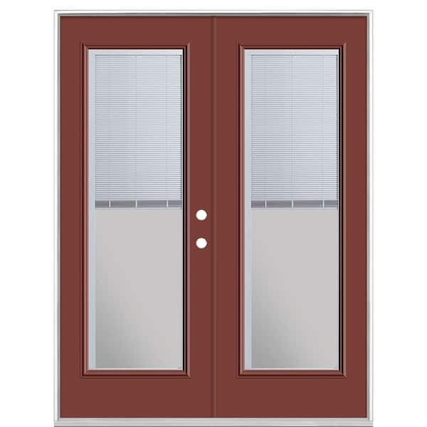 Masonite 60 in. x 80 in. Red Bluff Steel Prehung Left-Hand Inswing Mini Blind Patio Door in Vinyl Frame without Brickmold