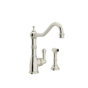 Perrin and Rowe Single-Handle Standard Kitchen Faucet with Side Sprayer in Polished Nickel