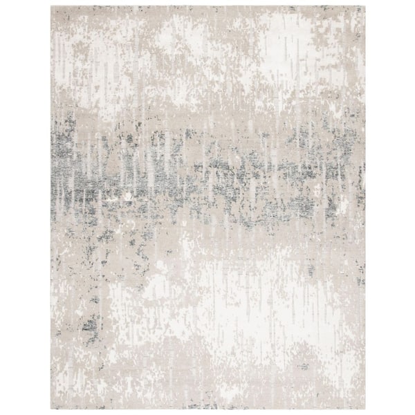 Tibetan 8 ft. x 10 ft. Silver Abstract Area Rug