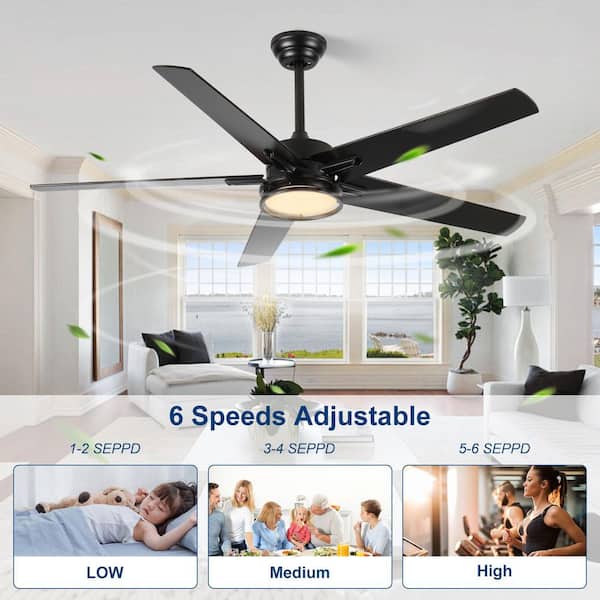 Jushua 52 in. Farmhouse Indoor DC Motors LED Ceiling Fan with