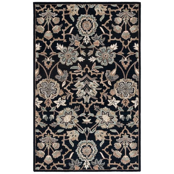 Metro Black/Beige 8 ft. x 10 ft. Floral Ornate Area Rug