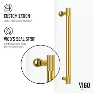 Elan Cass Aerodynamic 68 to 72 in. W x 76 in. H Sliding Frameless Shower Door in Matte Gold with 3/8 Clear Glass