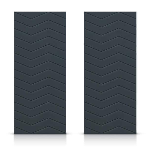 CALHOME 60 in. x 96 in. Hollow Core Charcoal Gray Painted Composite MDF Interior Double Closet Sliding Doors