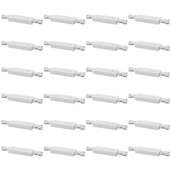 H Track Light Straight Connector, H-Type Straight Line Connector, 120V 3-Wire Single Circuit Power Source, White 24 Pack