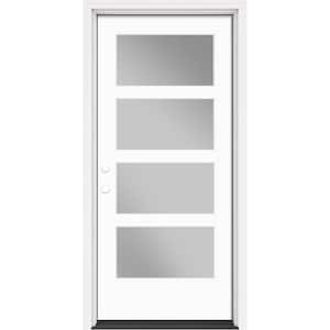 Performance Door System 36 in. x 80 in. VG 4-Lite Right-Hand Inswing Clear White Smooth Fiberglass Prehung Front Door