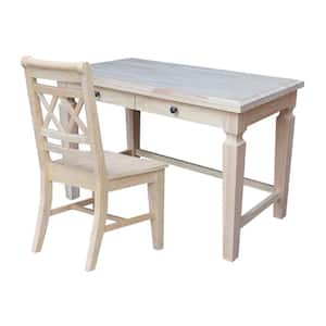 48 in. Unfinished Rectangular Solid Wood Desk and Canyon Chair Set