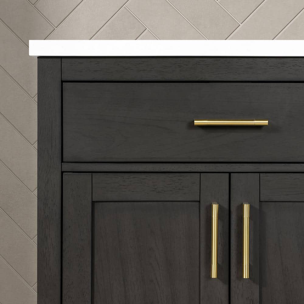 Bailey 30" Matte Black Single Sink Vanity with White Quartz Top