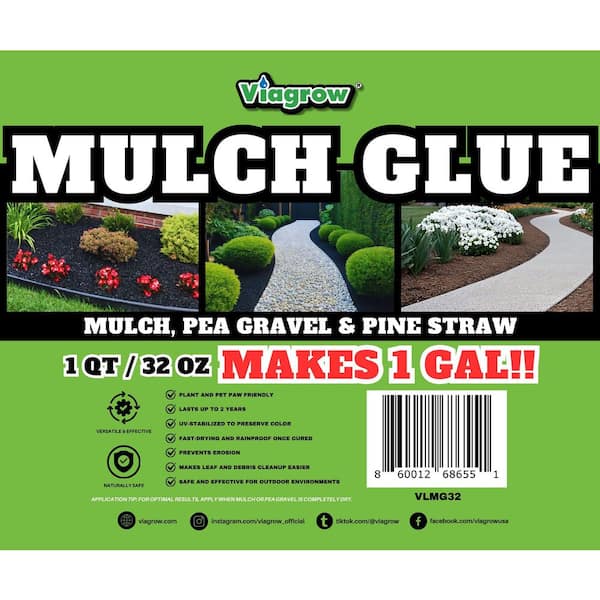 Landlock Mulch Glue, Outdoor, 1 qt / 32oz: Makes 1 Gal / Covers Approx. 125 sq. ft.