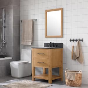 Windwood 24 in. W x 22 in. D x 34 in. H Bath Vanity in Natural with Blue Limestone Vanity Top with White Basin