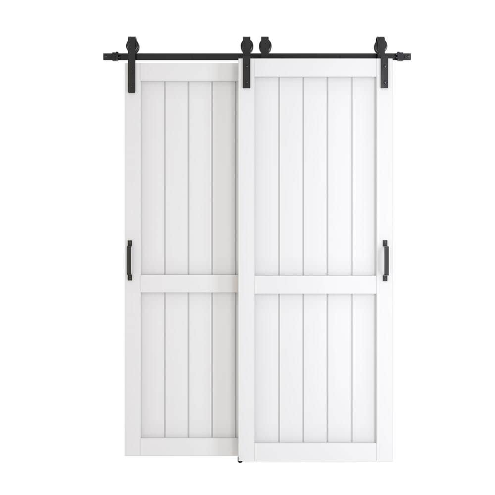 60 x 84 in. (Double 30 in. W Doors) White Painted Water Proof and MDF Double H-Shaped Sliding Barn Door w/ Hardware Kit price history on PriceWatchPro