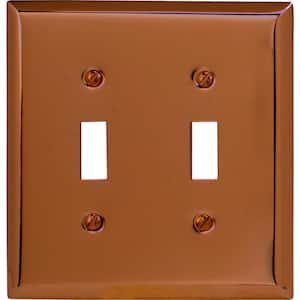 Metallic 2 Gang Toggle Steel Wall Plate - Antique Copper