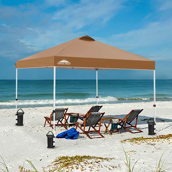 EAGLE PEAK 10 ft. x 10 ft. Pop Up Canopy Tent Instant Outdoor Canopy with 4-Sand Bags