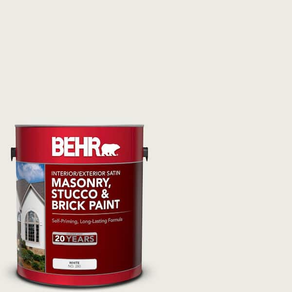 BEHR 1 gal. #PPU24-14 White Moderne Satin Interior/Exterior Masonry, Stucco and Brick Paint
