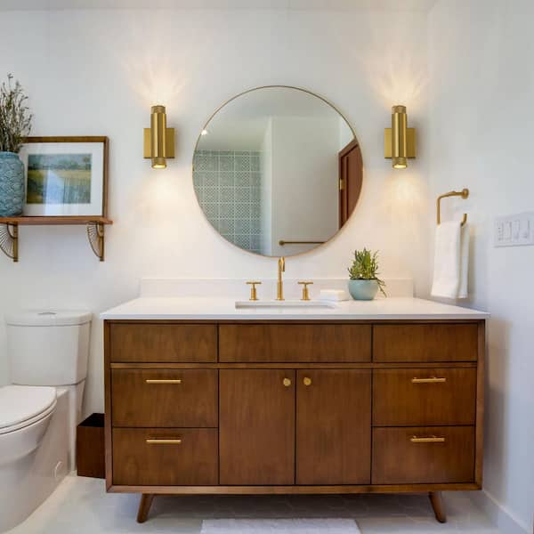 Cylinder 5" 2-Light Brushed Gold Modern Indoor/Outdoor Up and Down Light LED Wall Sconce