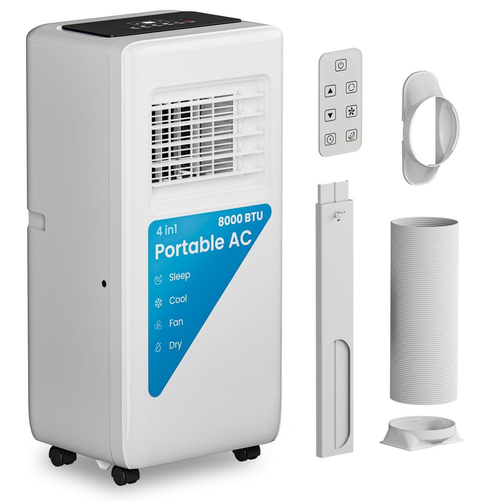 8,000 BTU (ASHRAE) 5,000 BTU (DOE) Portable Air Conditioner Cools 350 sq. ft. with 4-in-1 Modes, LCD Remote in White price history on PriceWatchPro