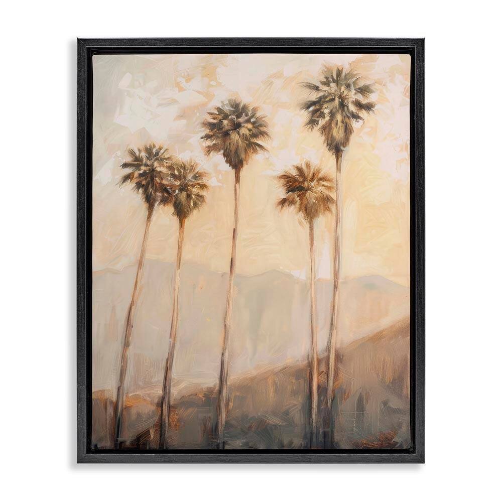 SoCal Sunny Palm Trees by Petal Prints Design Black Floater Frame Nature Graphic Art Print 21 in. x 17 in. price history on PriceWatchPro