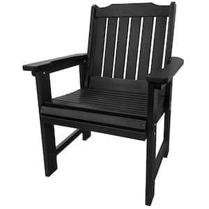 HDPE Outdoor Dining Chair, Patio Chair with 18/8 Stainless Steel Hardware, Heavy Duty 600 lbs. for Garden Yard (Black)