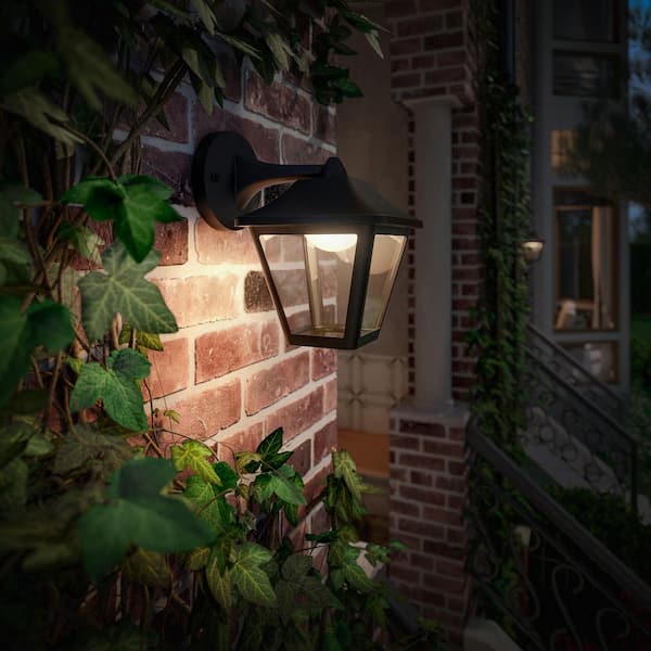Coach Outdoor Black Large Square Hardwired Wall Light Lantern Sconce With Integrated LED Bright White (3000K) (1-Pack)