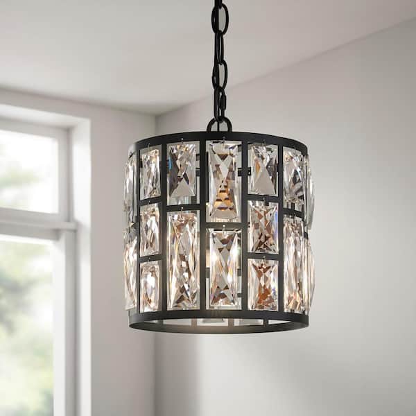 Home Decorators Collection Kristella 1-Light Black Crystal Pendant Light
