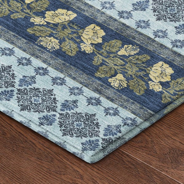 Mayfield Premium Machine Washable Abstract AMF2465 Navy 2 ft. x 3 ft. Accent Rug