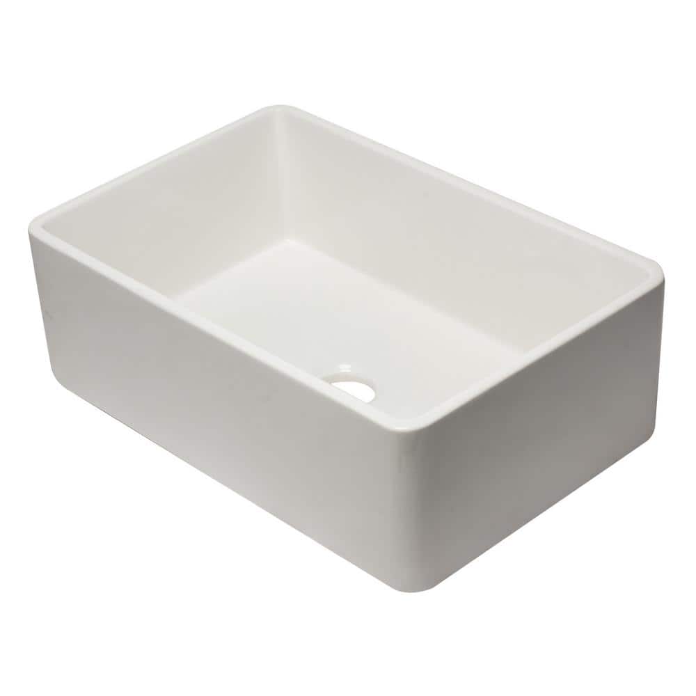 30'' White Fireclay Single Bowl Farmhouse Sink