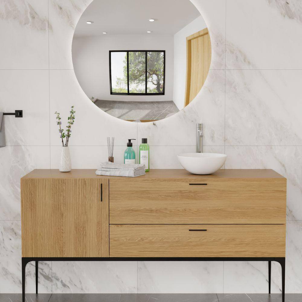16 Inch White Ceramic Round Vessel Bathroom Sink
