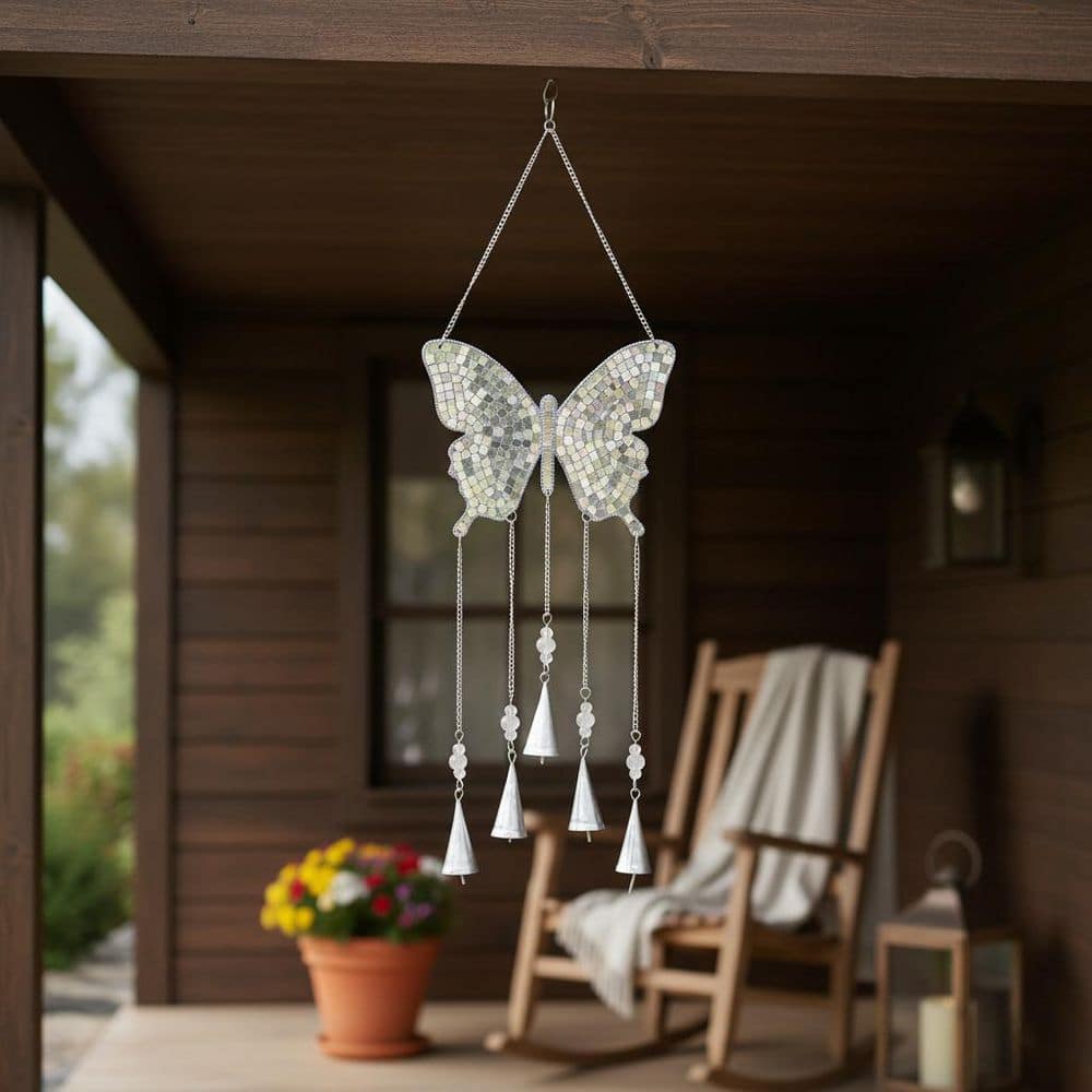 26 in. H. Silver Mosaic Butterfly Windchime price history on PriceWatchPro