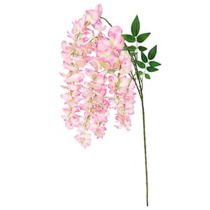 44 in. Cream Pink Artificial Japanese Wisteria Flower Stem Hanging Spray Bush (Set of 3)
