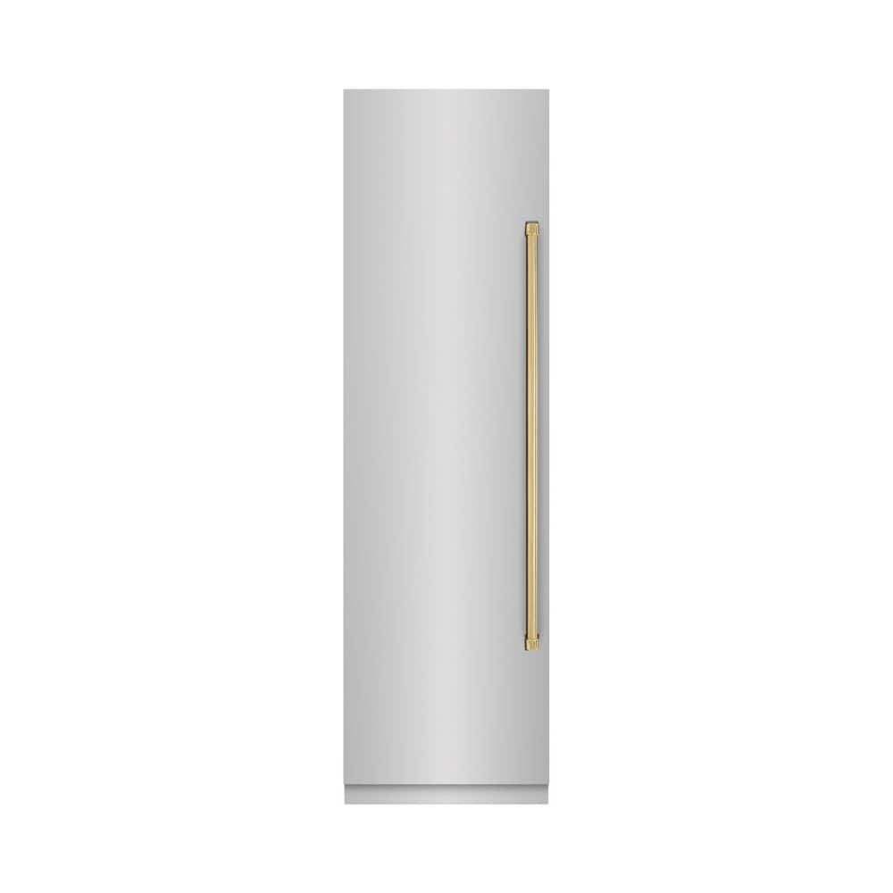 24 in. 12.4 cu. ft. Upright Column Freezer in Stainless Steel with Graphite Gray Interior and Polished Gold Accents