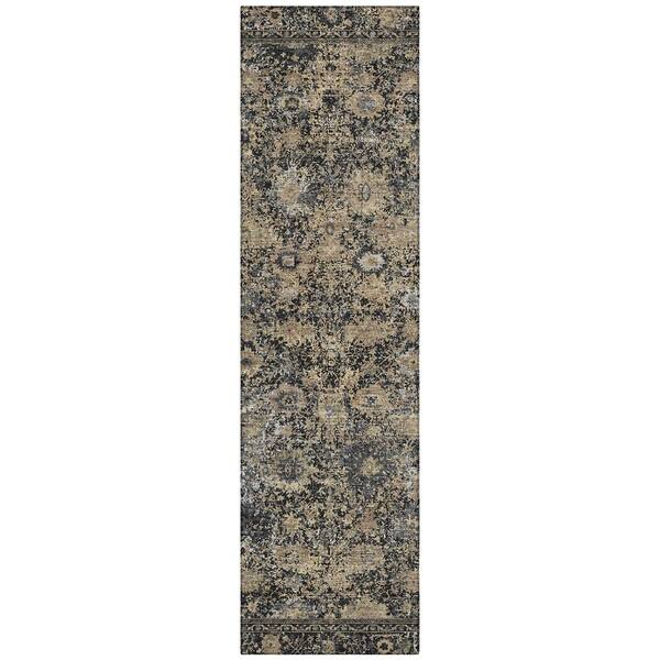 Chantille Machine Washable Indoor/Outdoor Abstract ACN3175 Black 2 ft. x 7 ft. Runner Rug