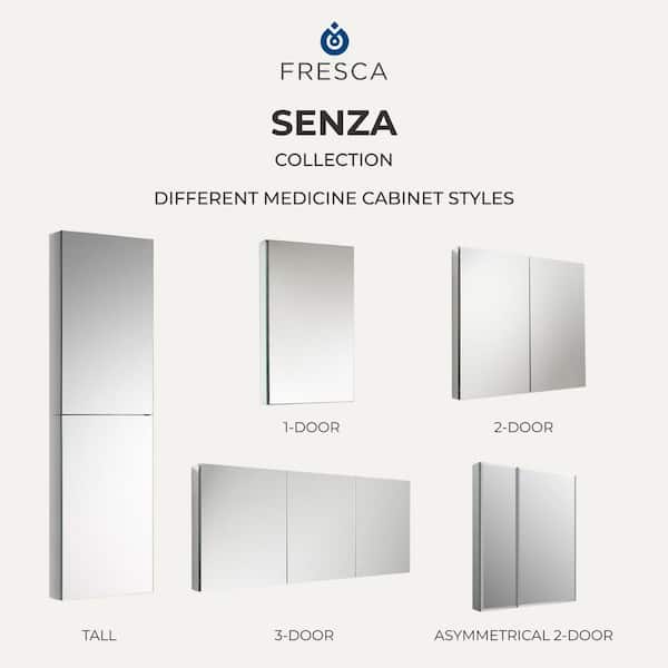 Fresca 20-in x 26-in Surface/Recessed Mount Mirror Mirrored Medicine Cabinet